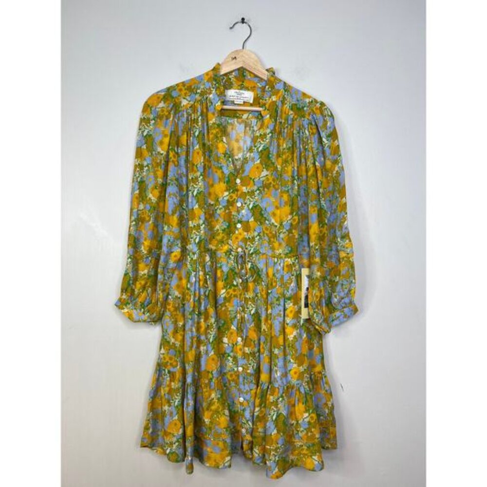 NWT Birds of Paradis Yulia Long Sleeve Fit & Flare Shirtdress in Golden Briar - Picture 2 of 8